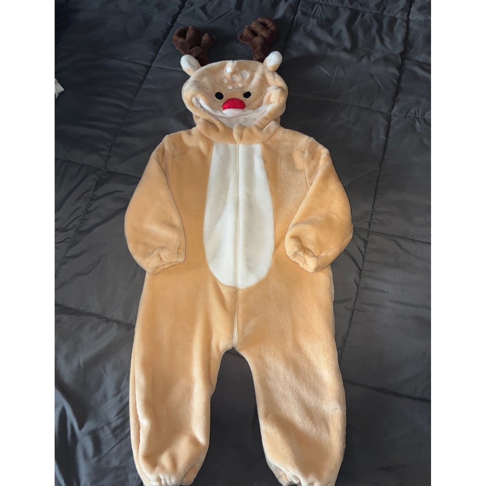Cosland Kids Reindeer Costume Plush Christmas Holiday Jumpsuit Brown Size 100 3T